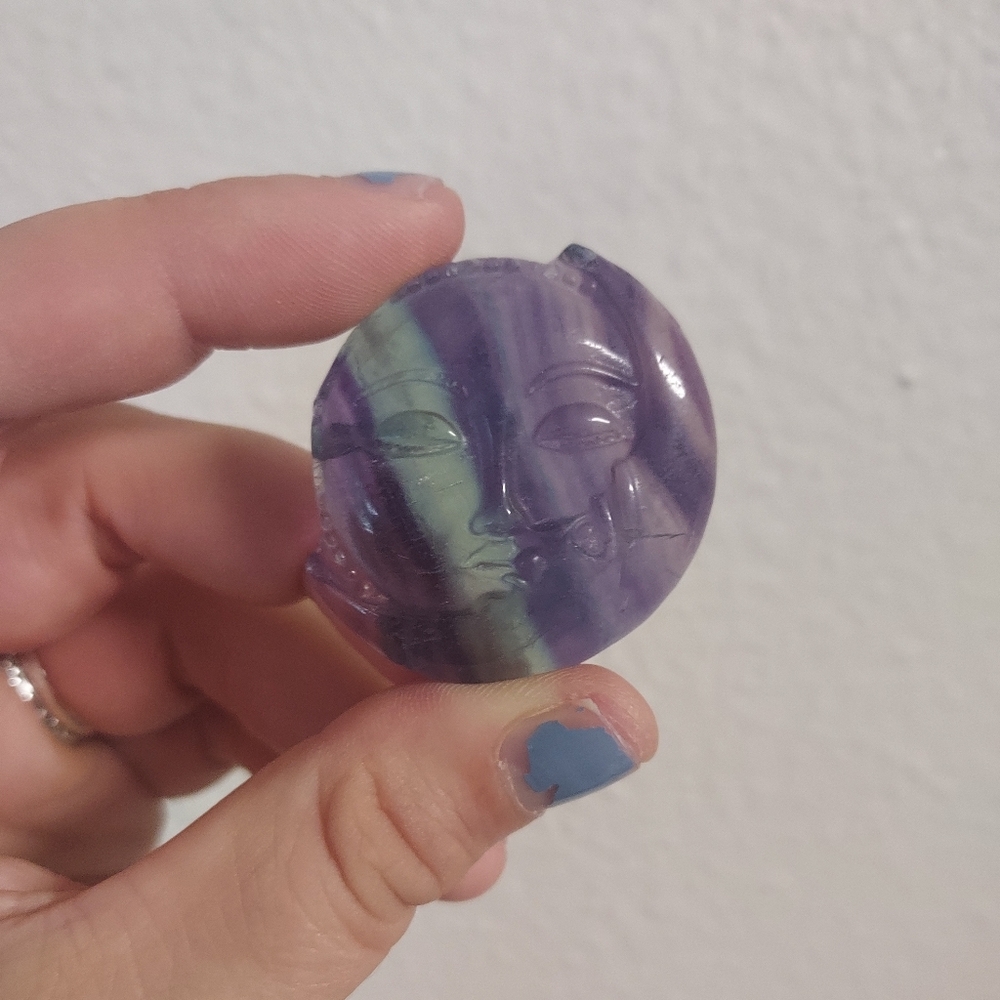 Fluorite Carved Moon Face